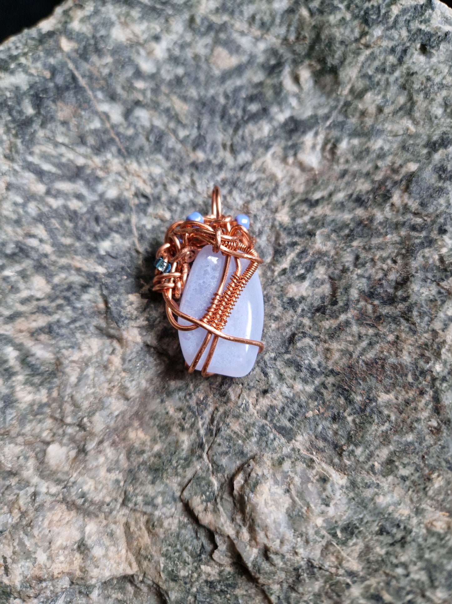 Wire Wrapped Blue Lace Agate Pendant