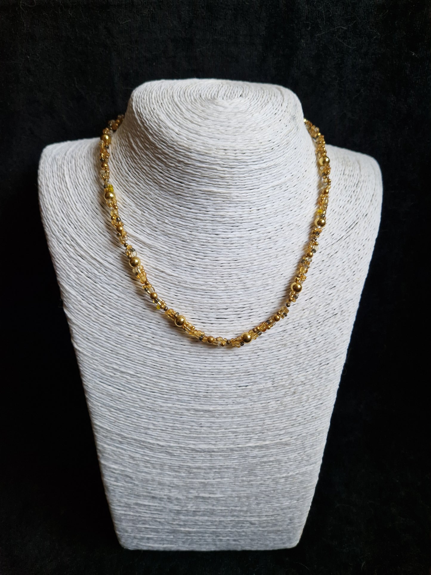 Gold and Yellow Triple Strand Necklace