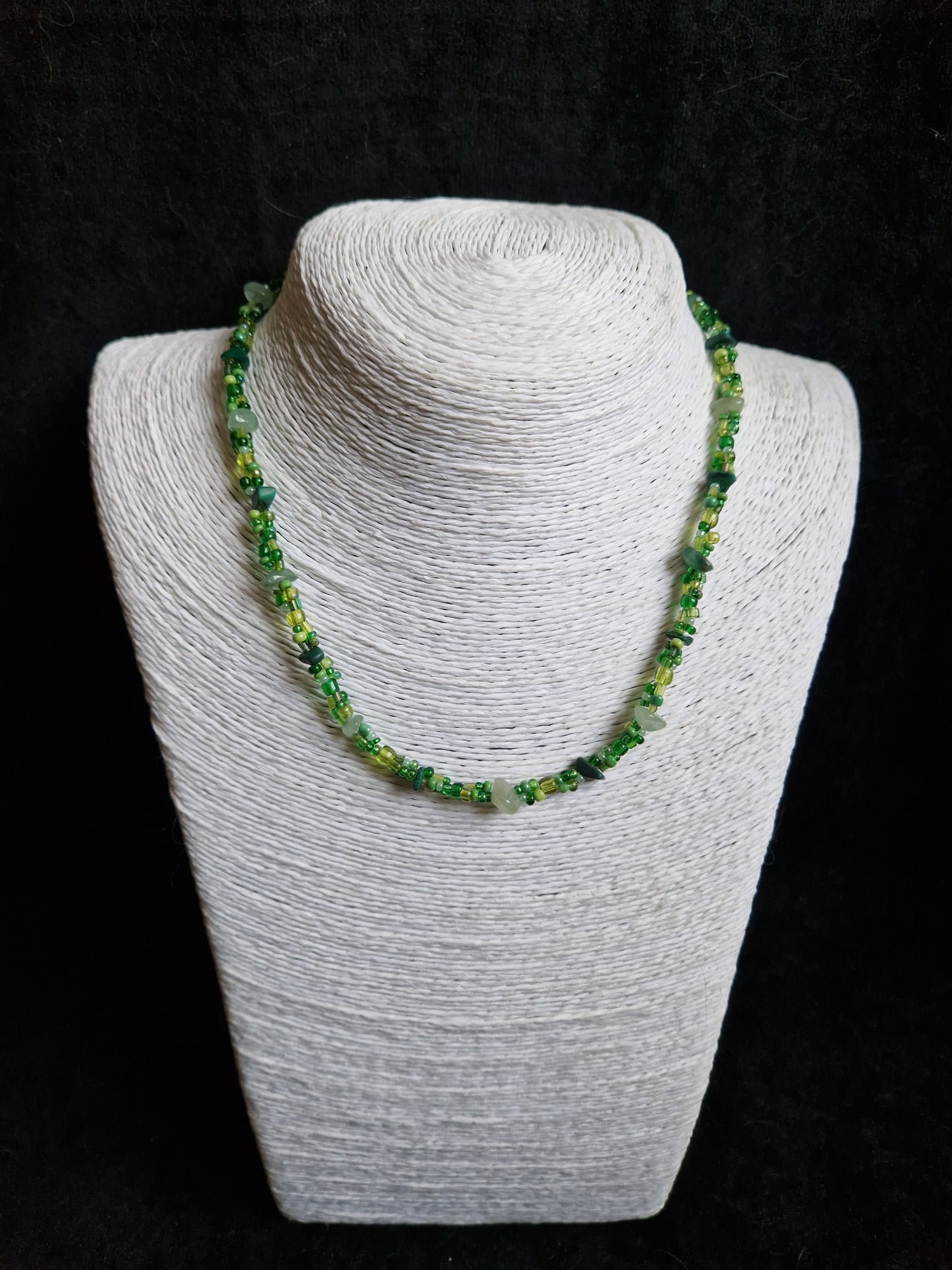 Malachite and Green Aventurine Triple Strand Necklace