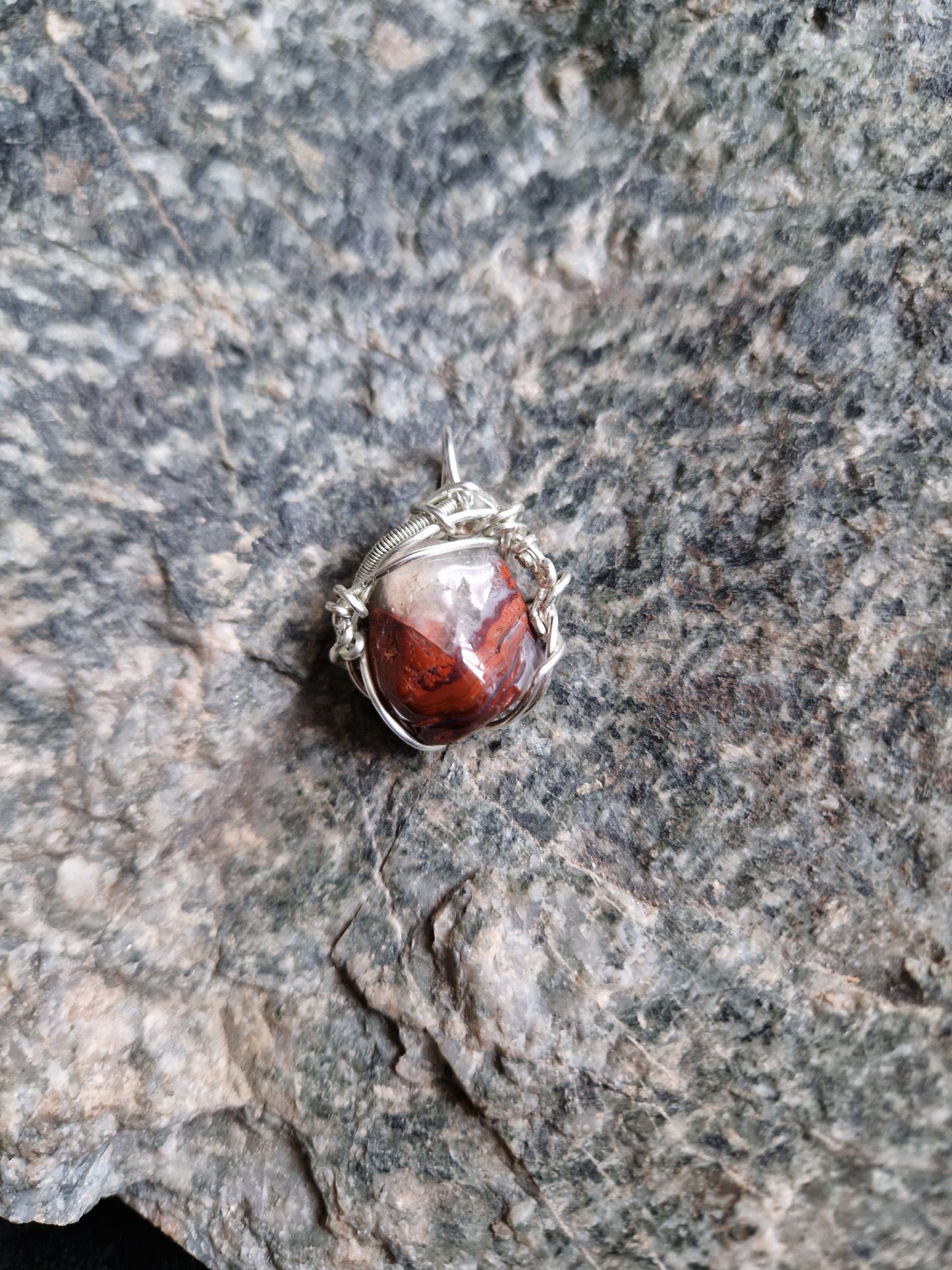 Wire Wrapped Crazy Lace Agate Pendant