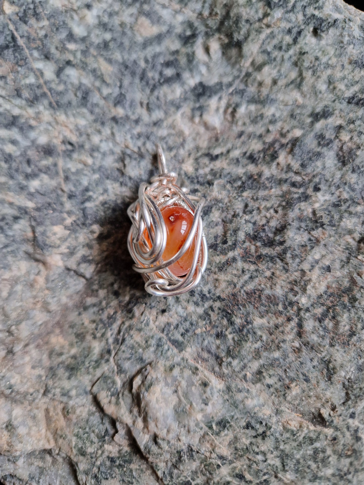 Wire Wrapped Carnelian Pendant