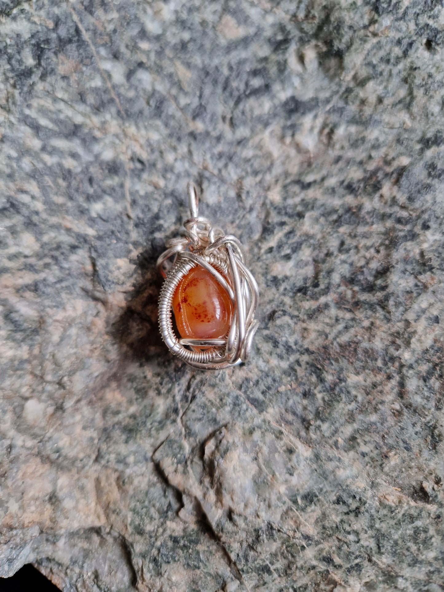Wire Wrapped Carnelian Pendant