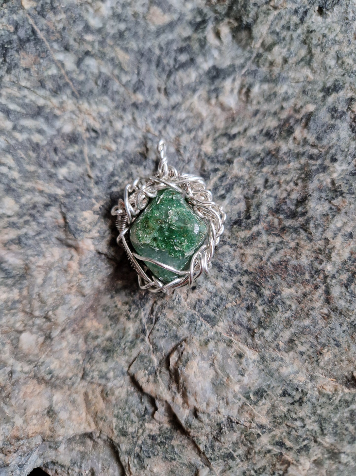 Wire Wrapped Green Aventurine Pendant