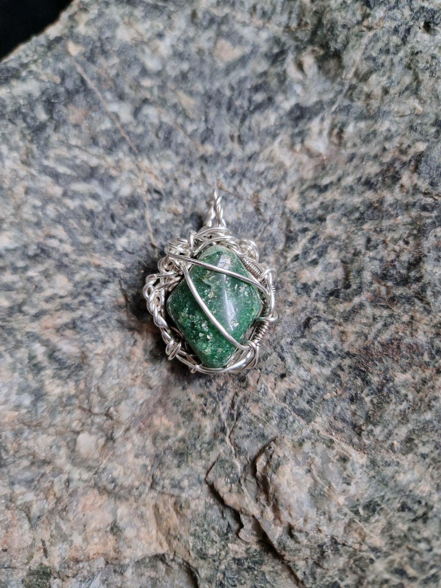 Wire Wrapped Green Aventurine Pendant