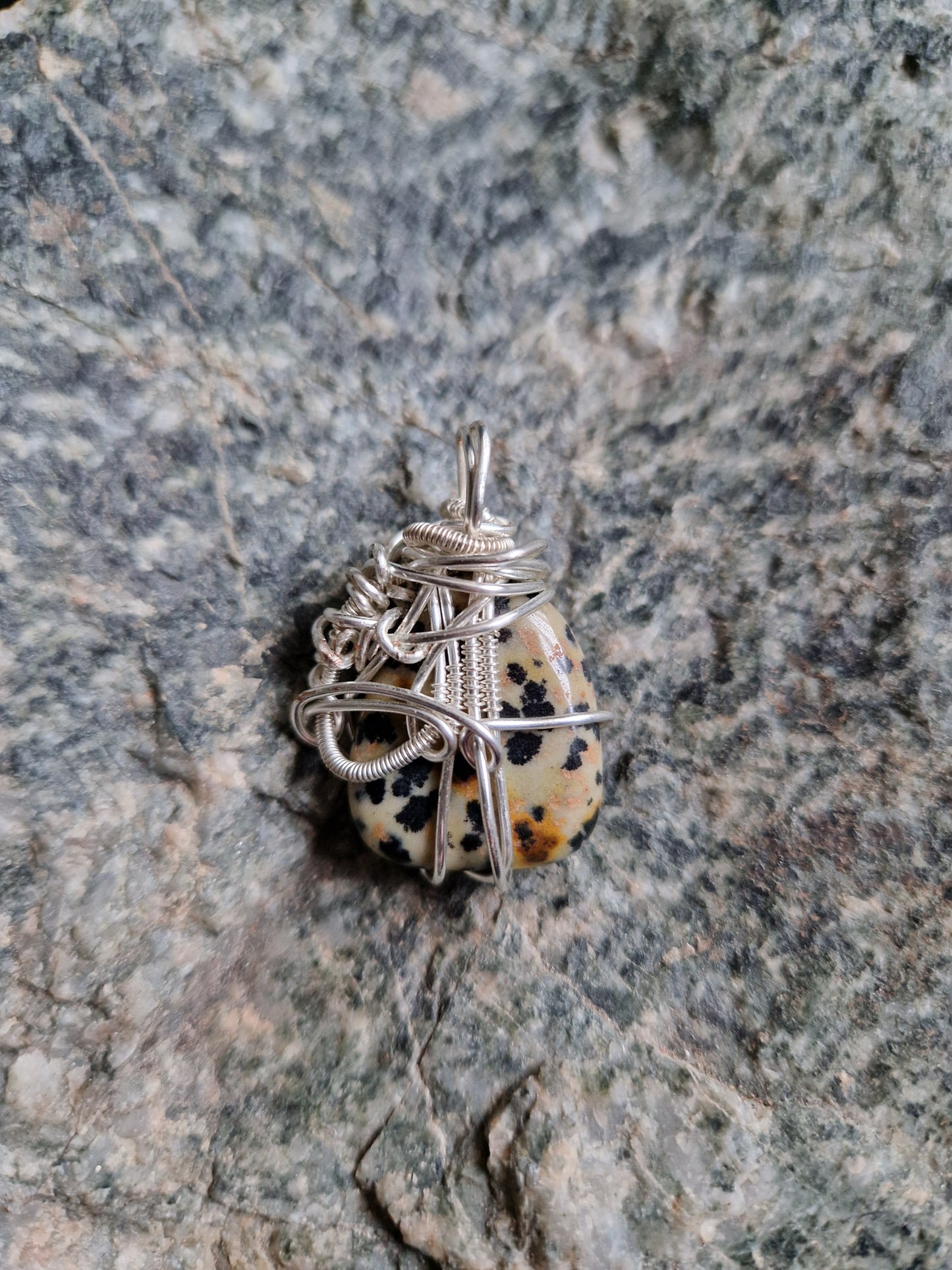 Wire Wrapped Dalmation Jasper Pendant