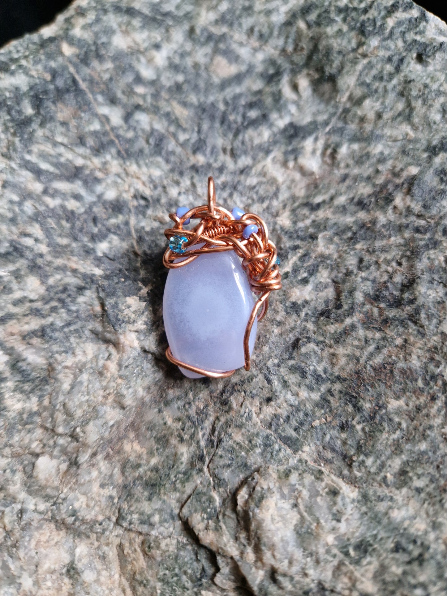 Wire Wrapped Blue Lace Agate Pendant