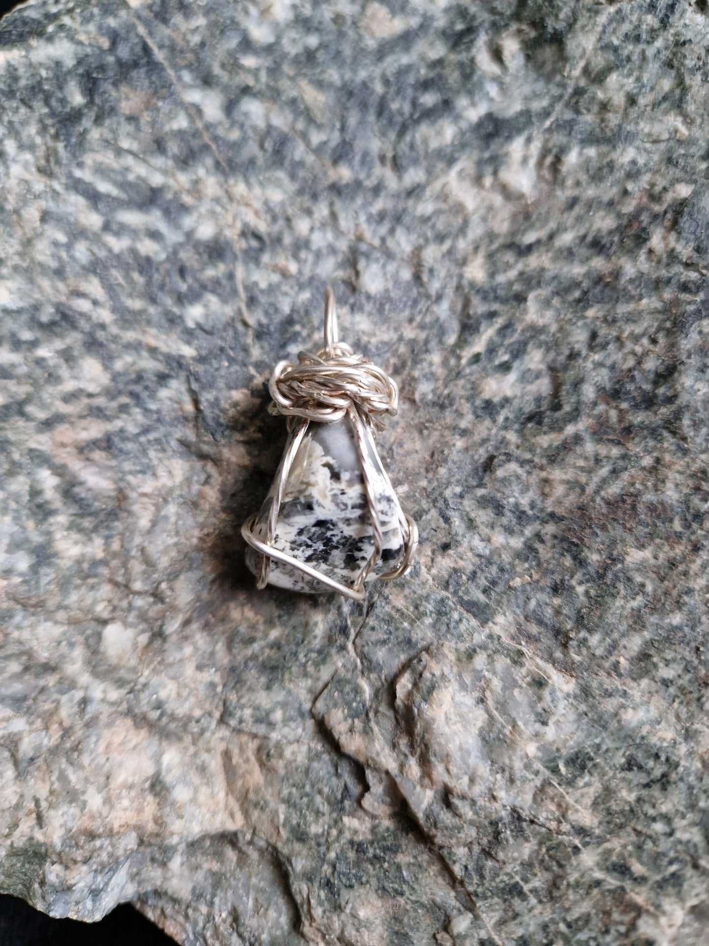 Wire Wrapped Dendritic Agate Pendant