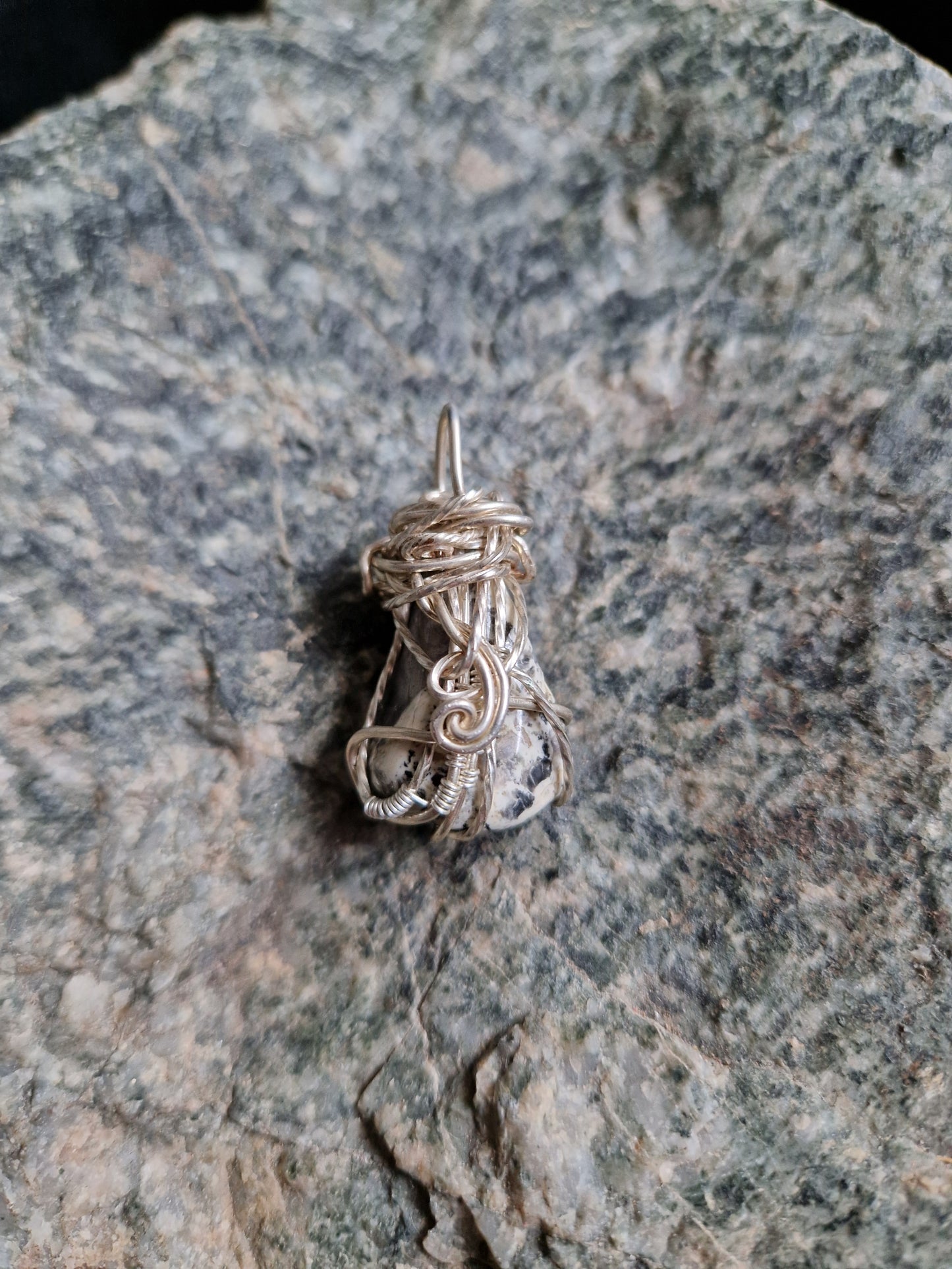 Wire Wrapped Dendritic Agate Pendant