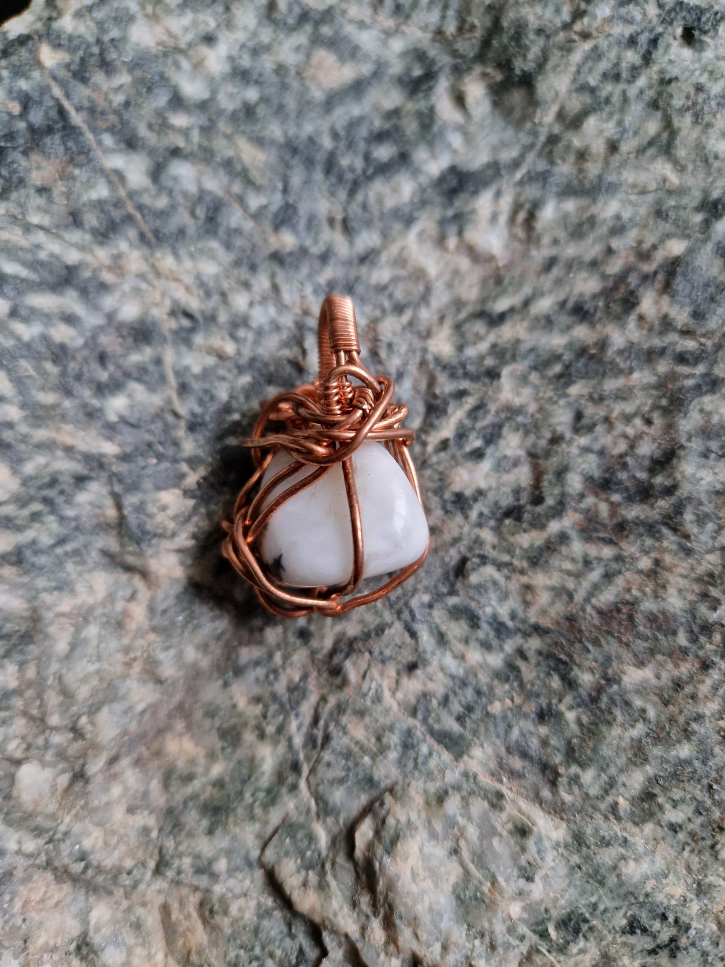 Wire Wrapped Rainbow Moonstone Pendant