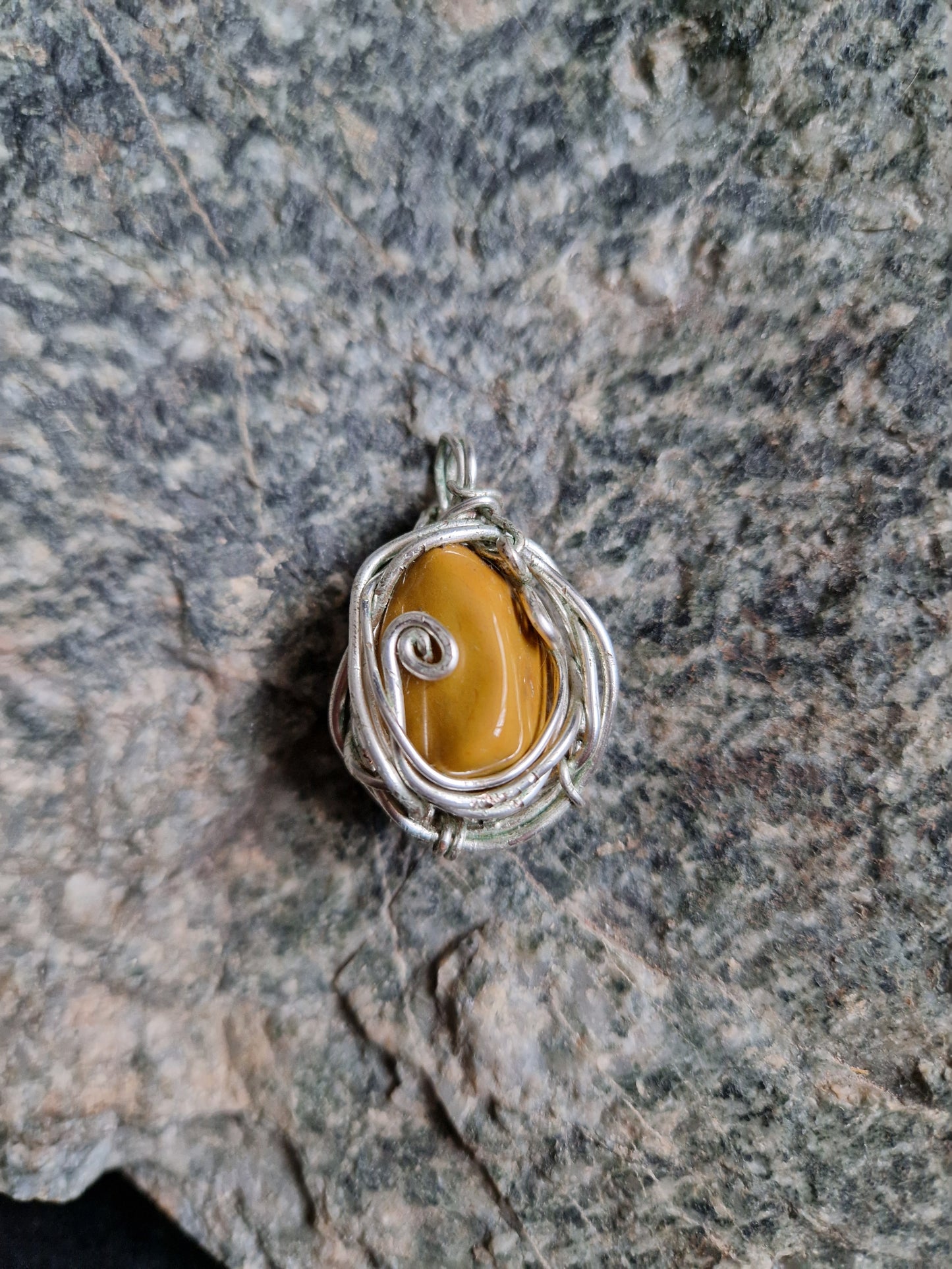 Wire Wrapped Yellow Jasper Pendant