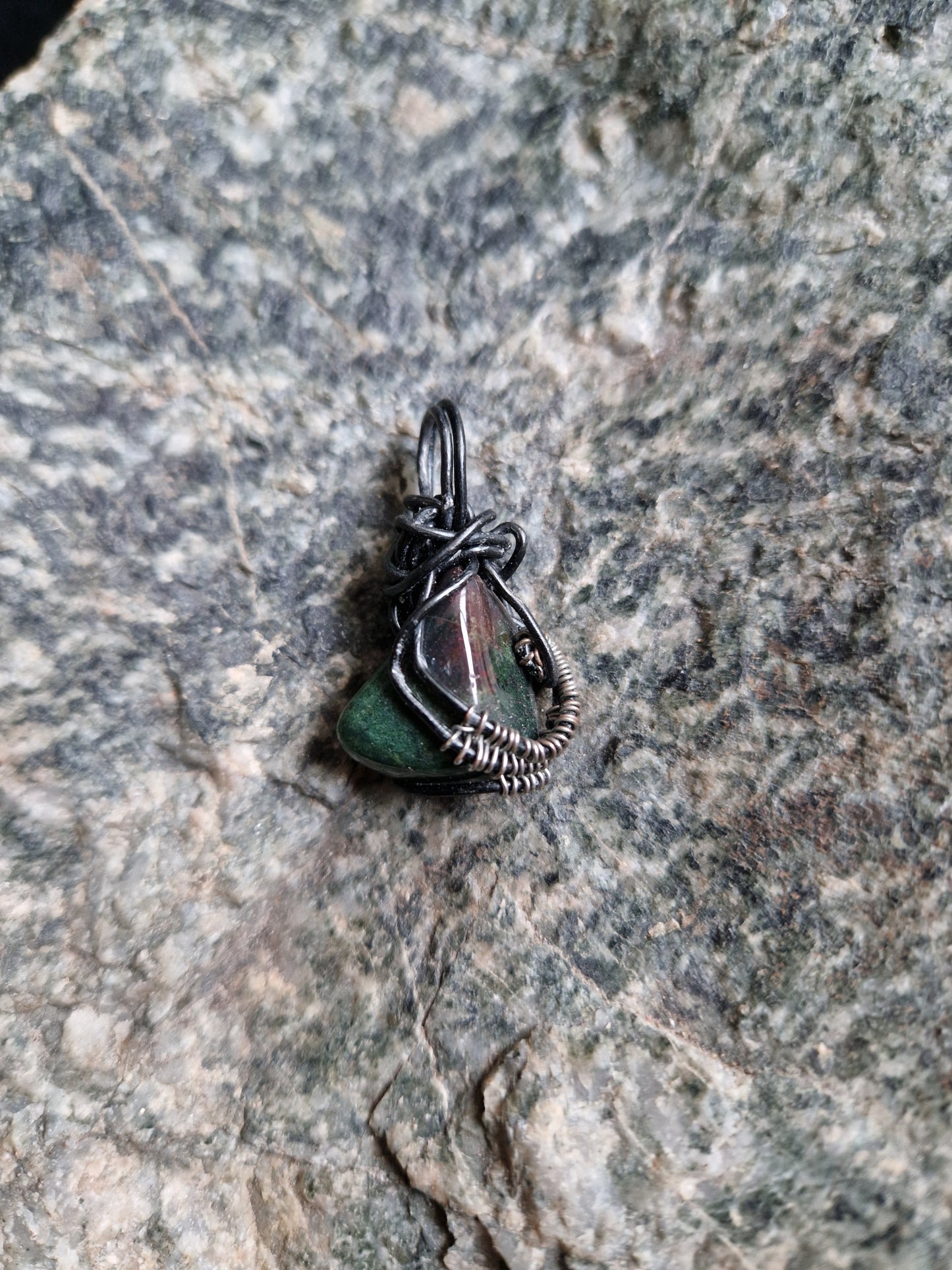Wire Wrapped Bloodstone Pendant