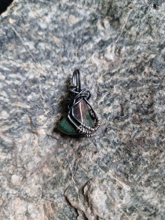 Wire Wrapped Bloodstone Pendant