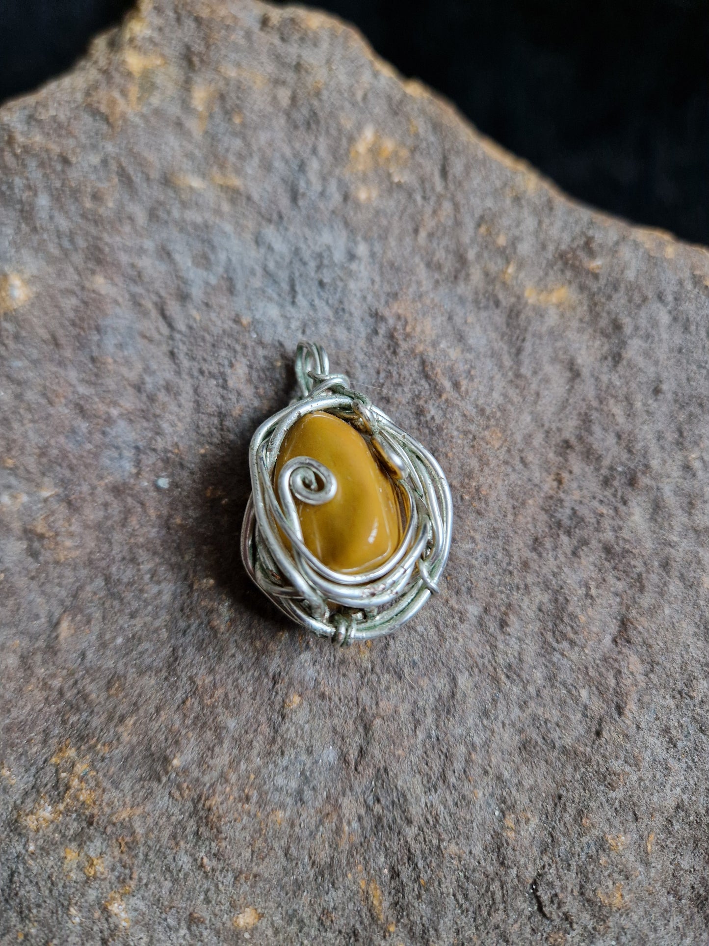 Wire Wrapped Yellow Jasper Pendant