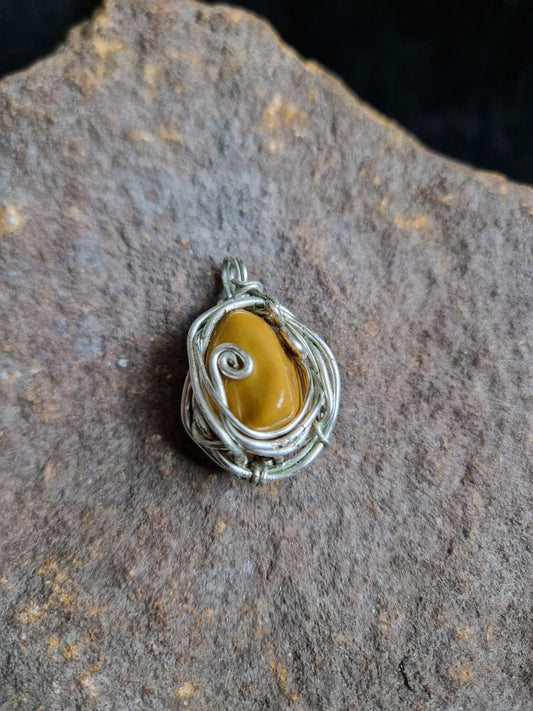 Wire Wrapped Yellow Jasper Pendant