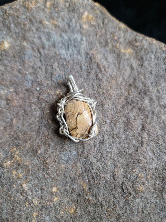 Wire Wrapped Picture Jasper Pendant