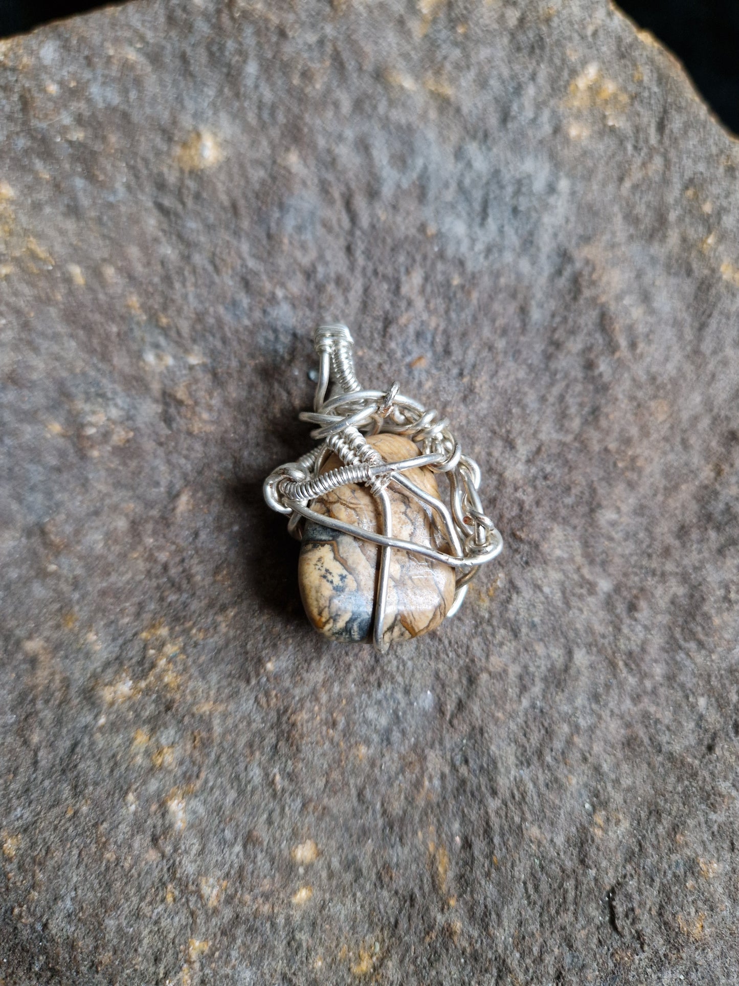 Wire Wrapped Picture Jasper Pendant