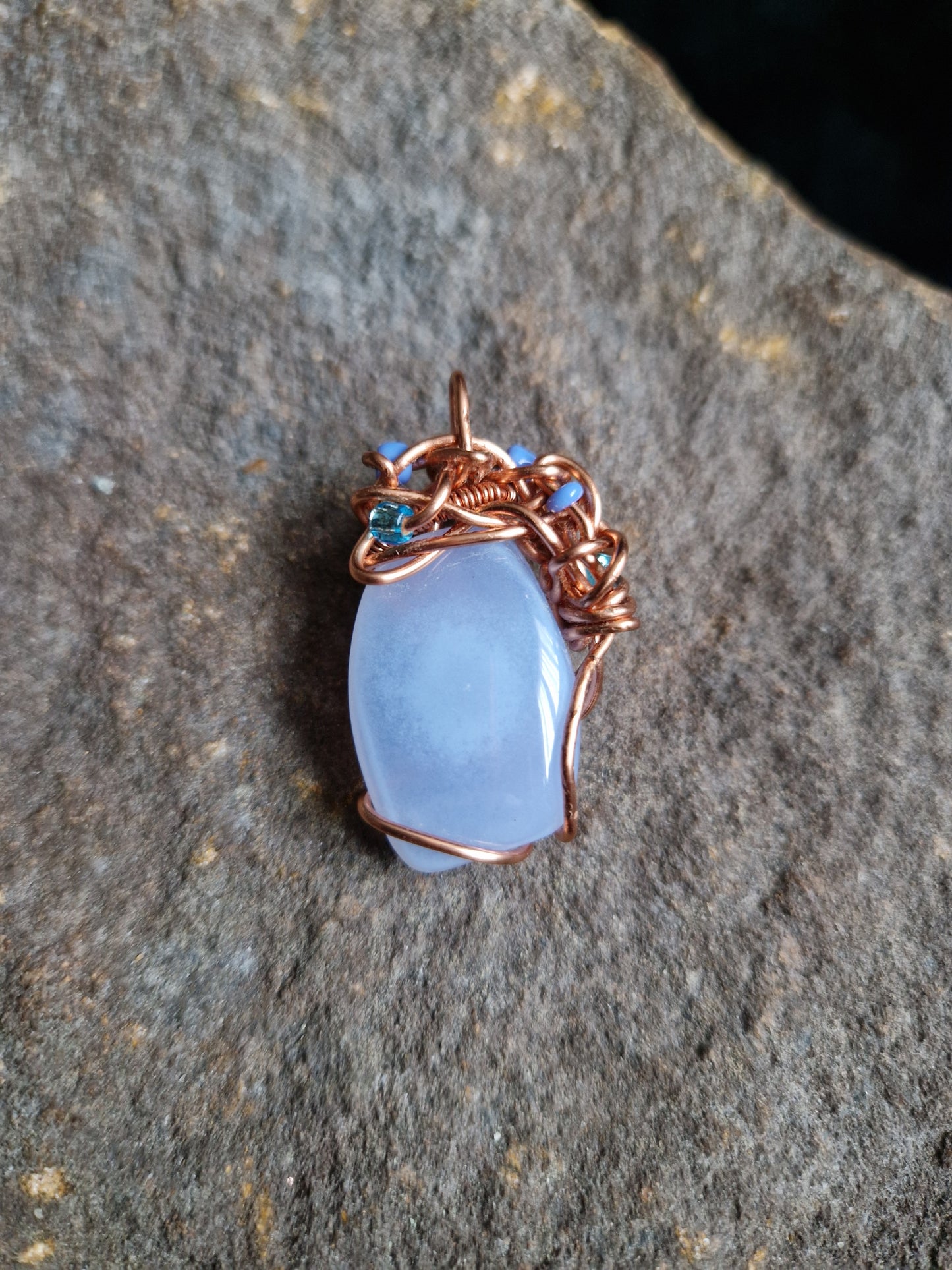 Wire Wrapped Blue Lace Agate Pendant
