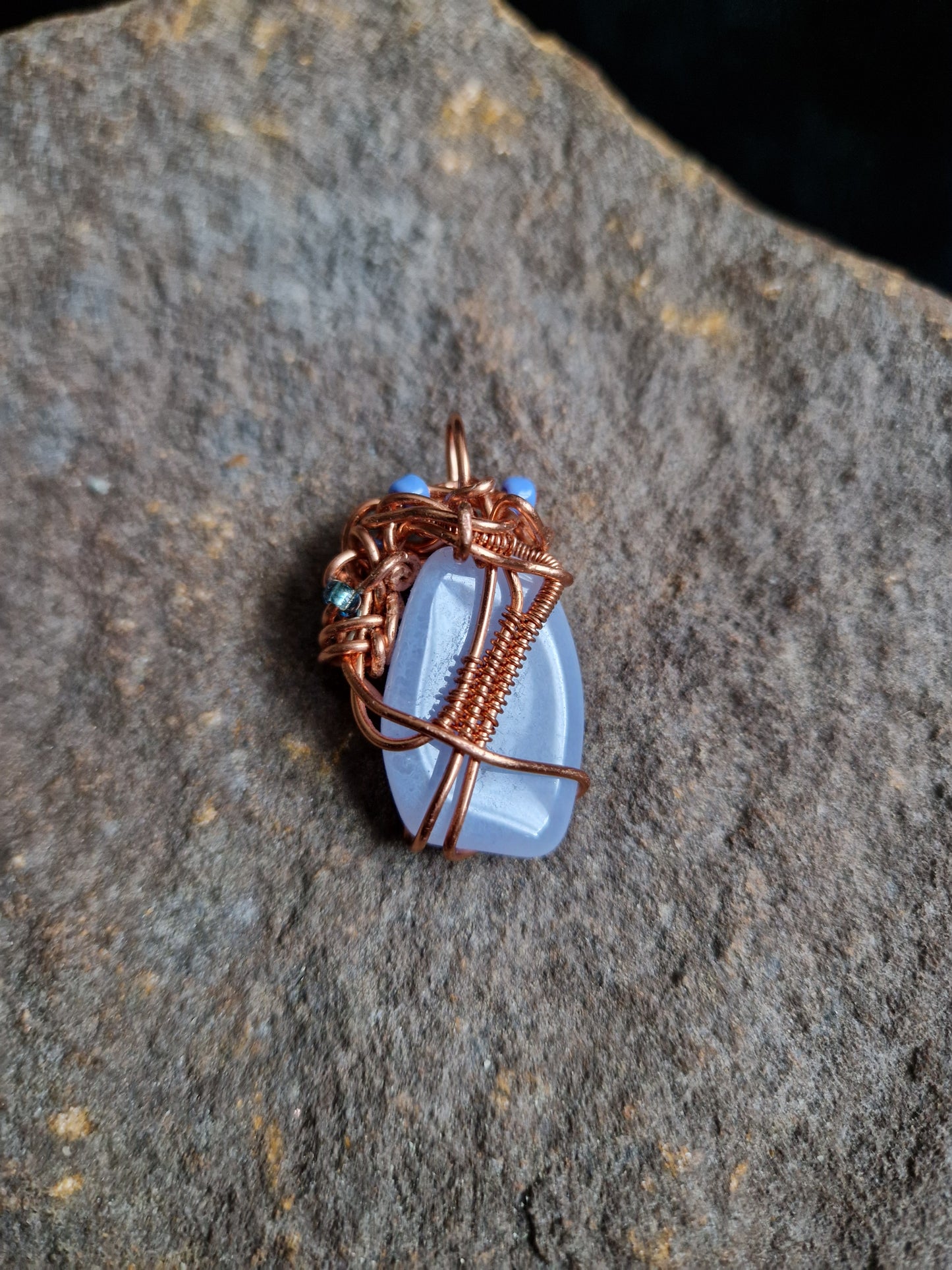 Wire Wrapped Blue Lace Agate Pendant