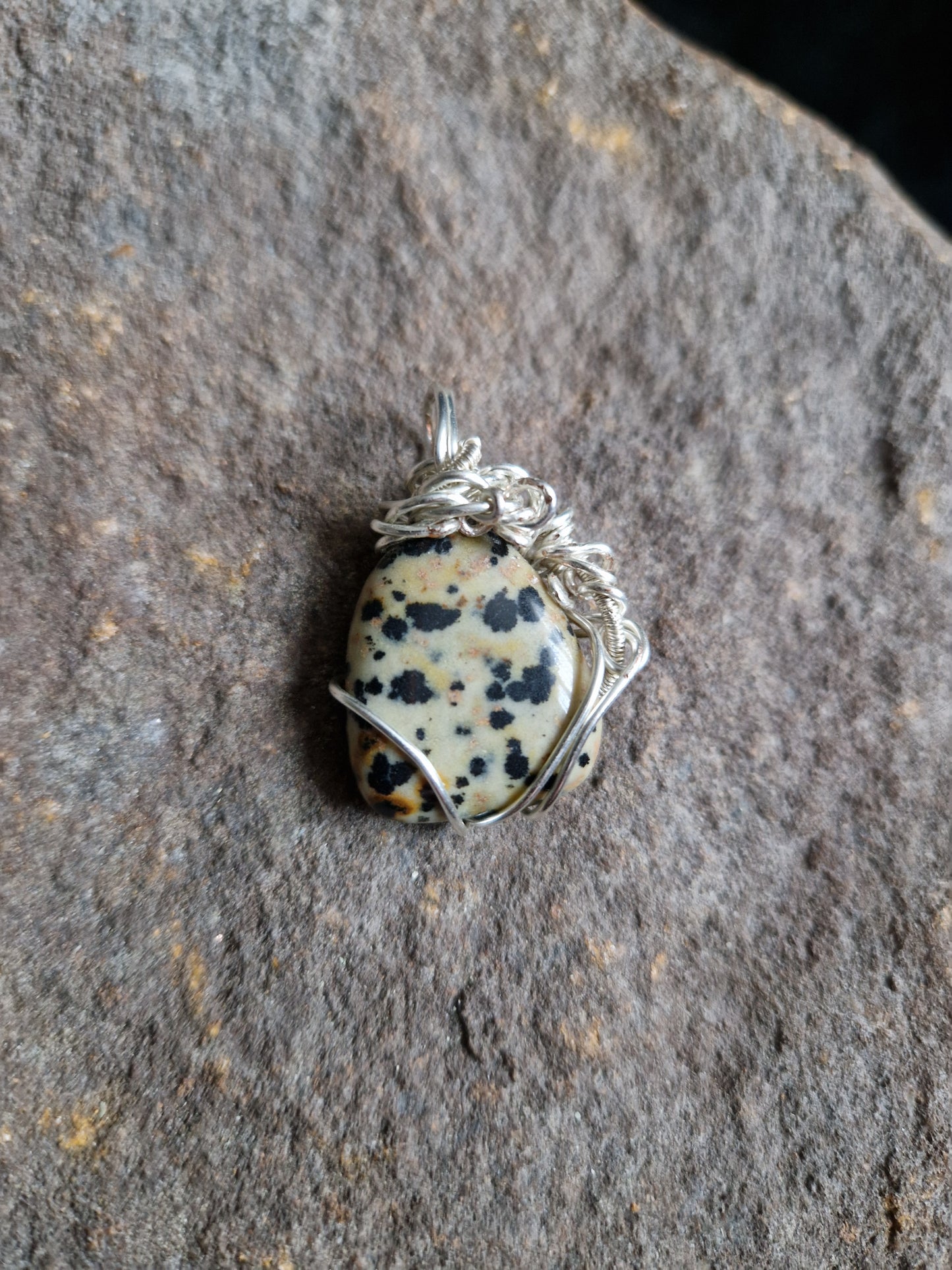 Wire Wrapped Dalmation Jasper Pendant
