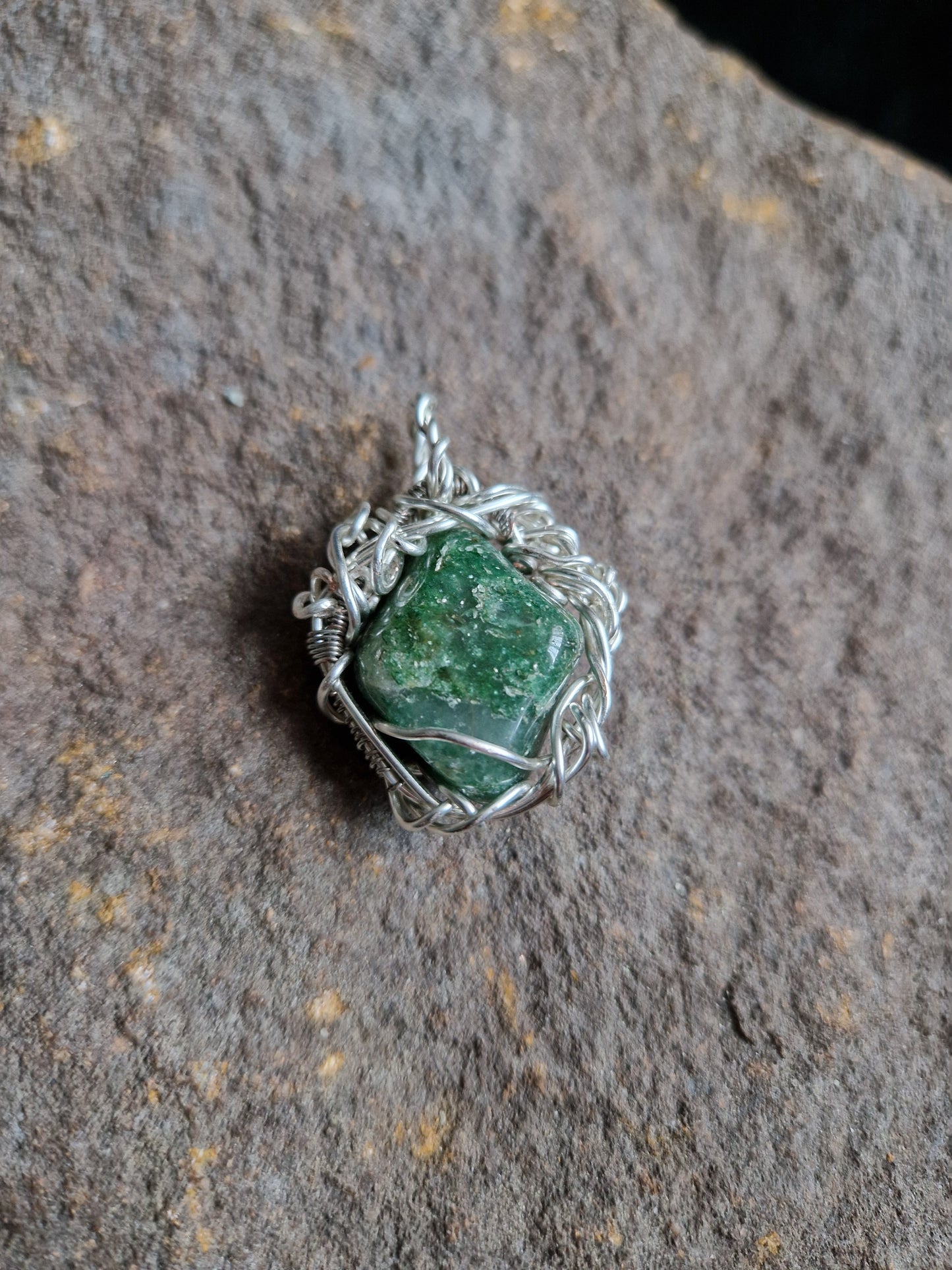 Wire Wrapped Green Aventurine Pendant