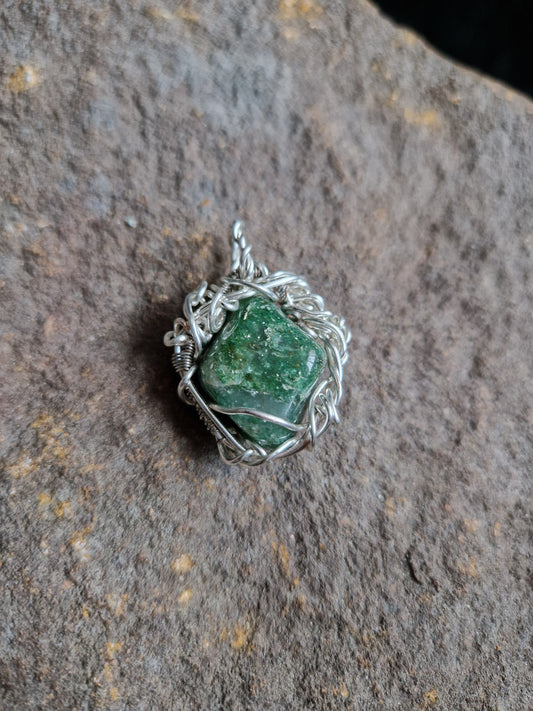 Wire Wrapped Green Aventurine Pendant