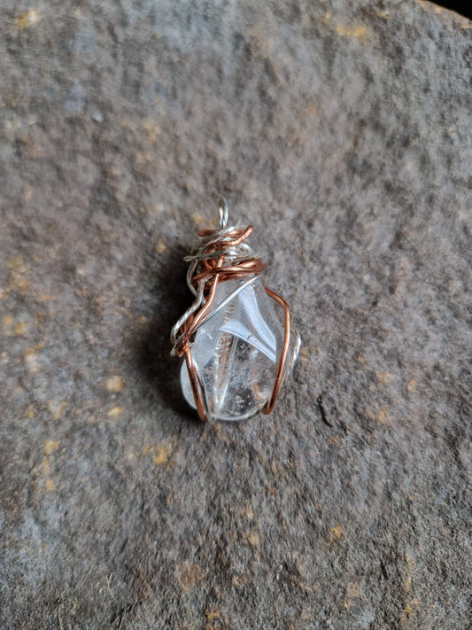 Wire Wrapped Clear Quartz Pendant