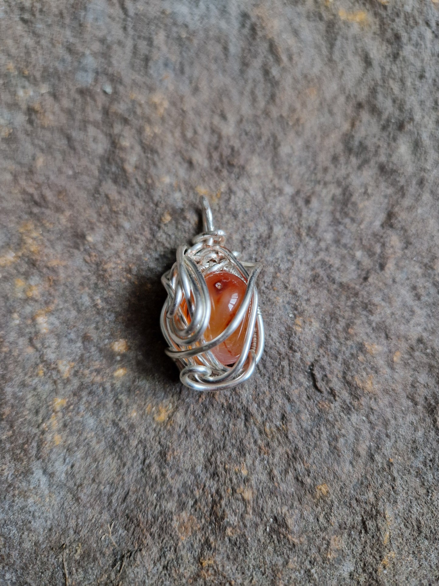 Wire Wrapped Carnelian Pendant