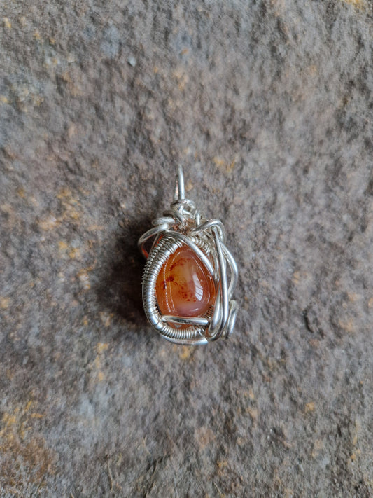Wire Wrapped Carnelian Pendant