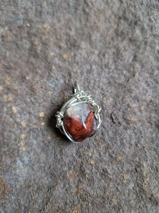 Wire Wrapped Crazy Lace Agate Pendant