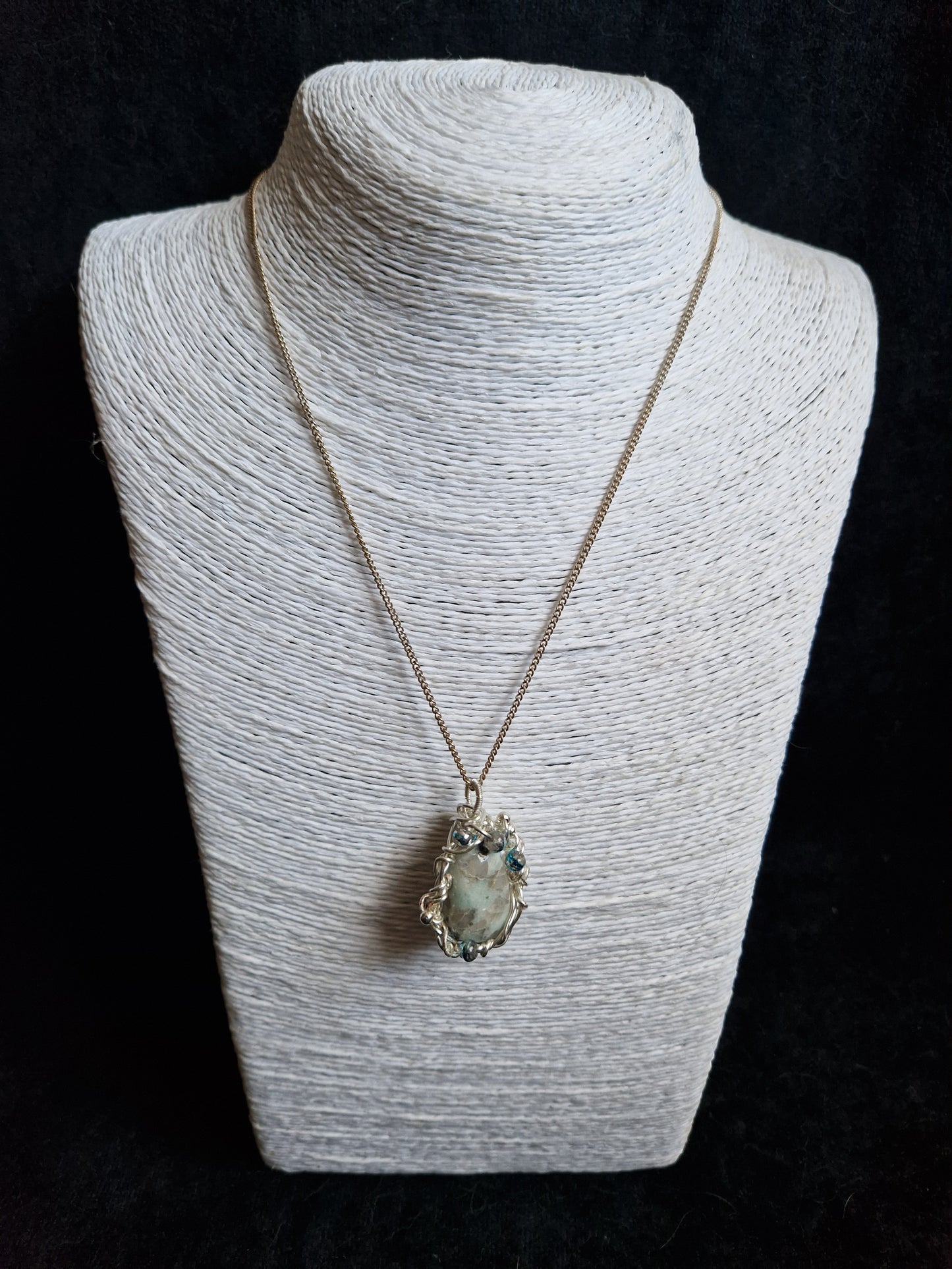 Wire Wrapped Kiwi Jasper Pendant