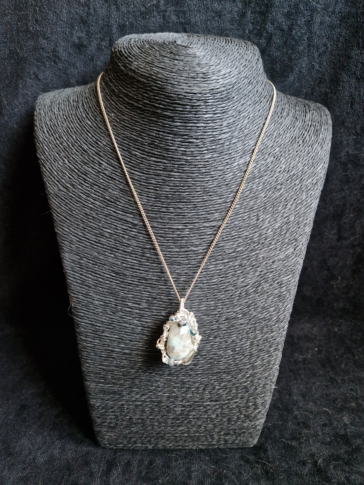 Wire Wrapped Kiwi Jasper Pendant