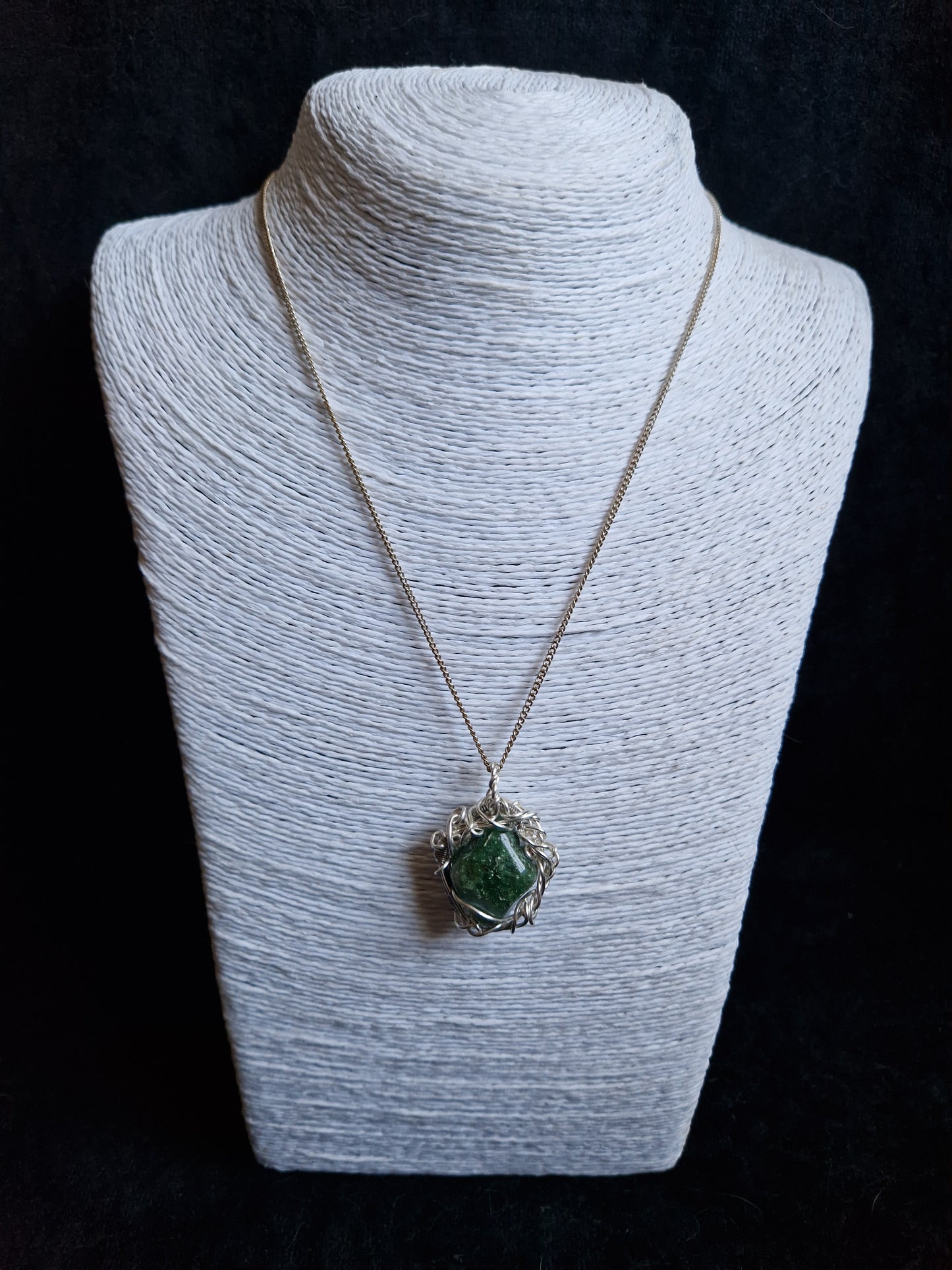 Wire Wrapped Green Aventurine Pendant