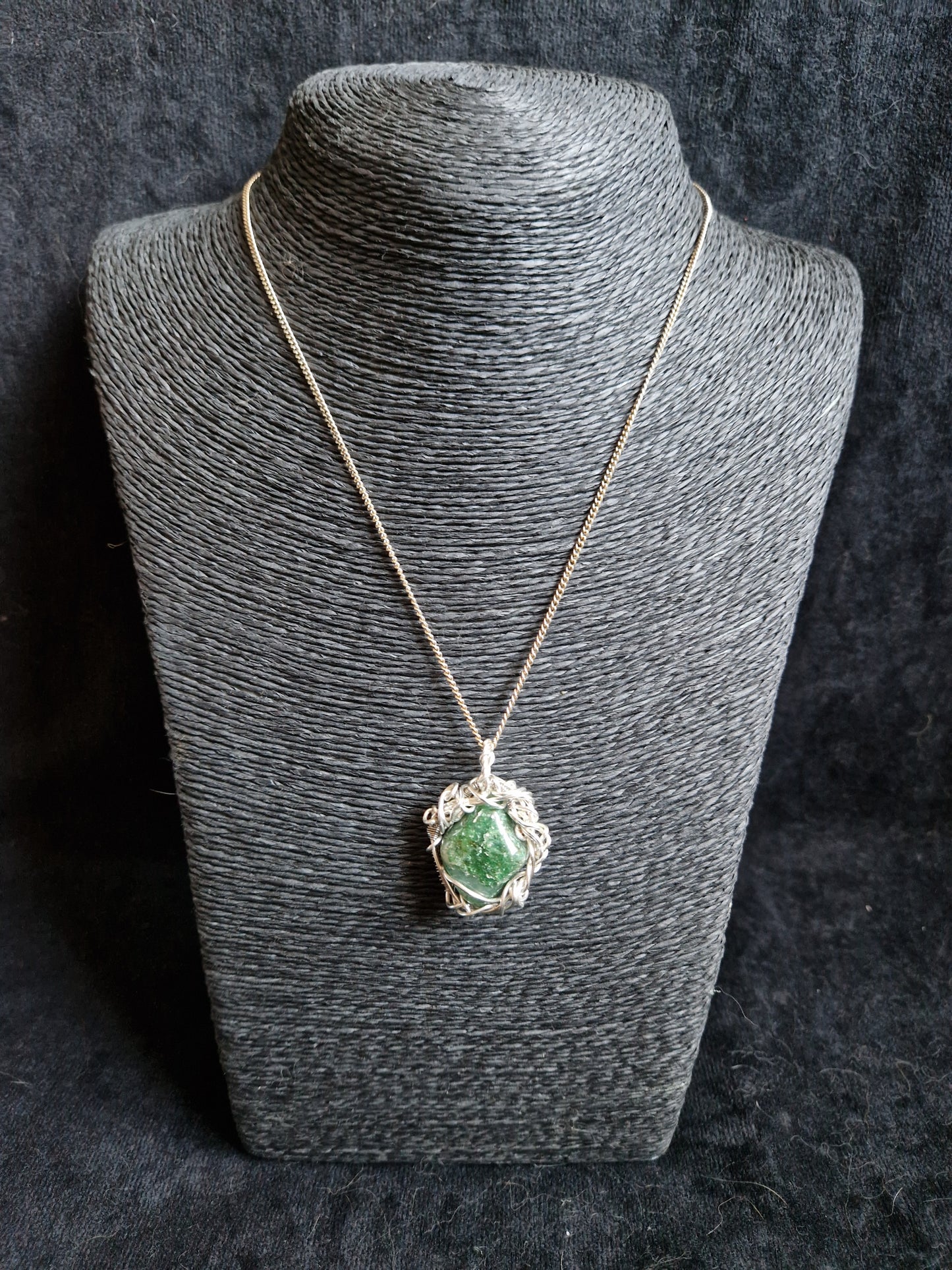 Wire Wrapped Green Aventurine Pendant