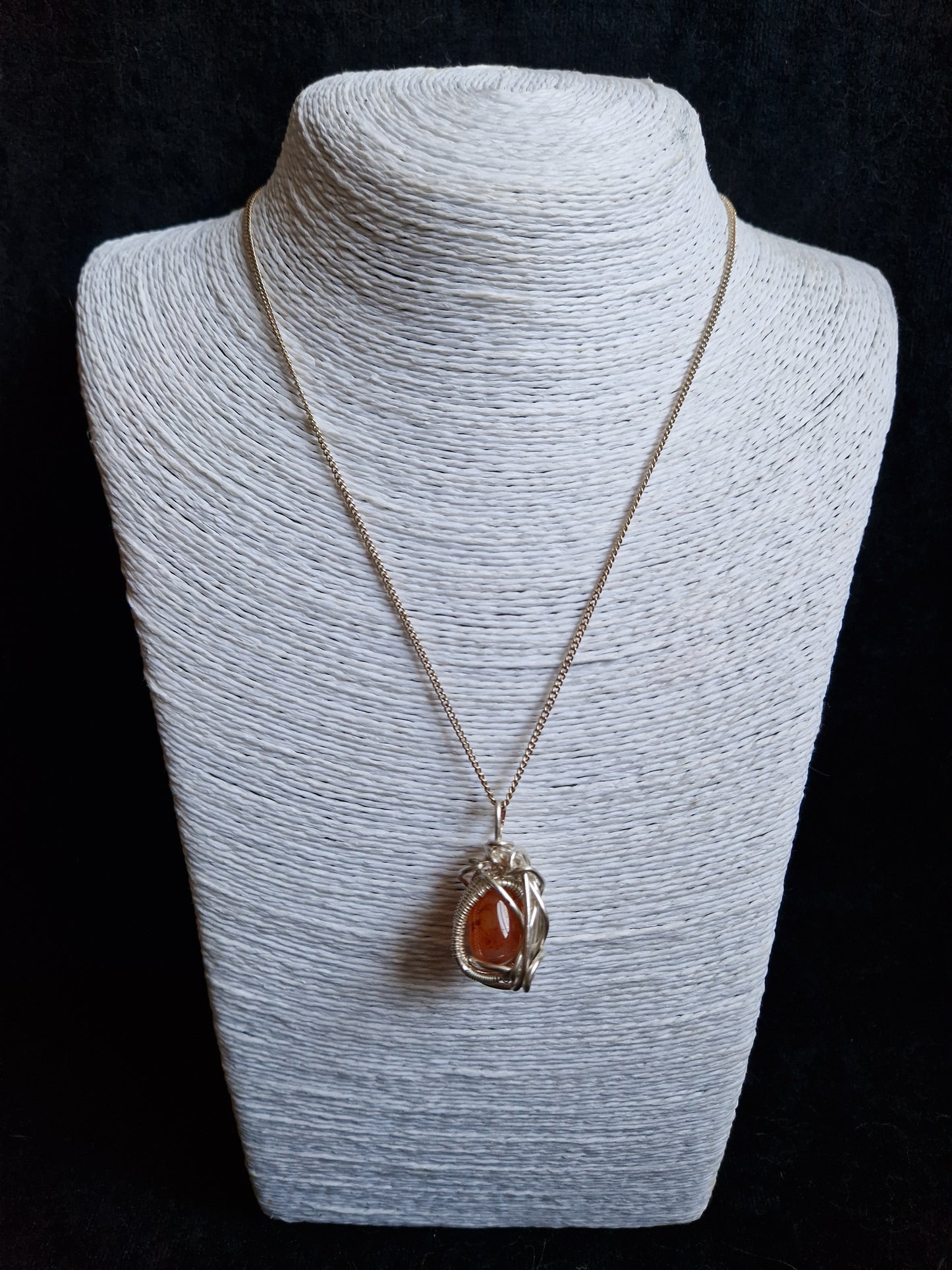 Wire Wrapped Carnelian Pendant