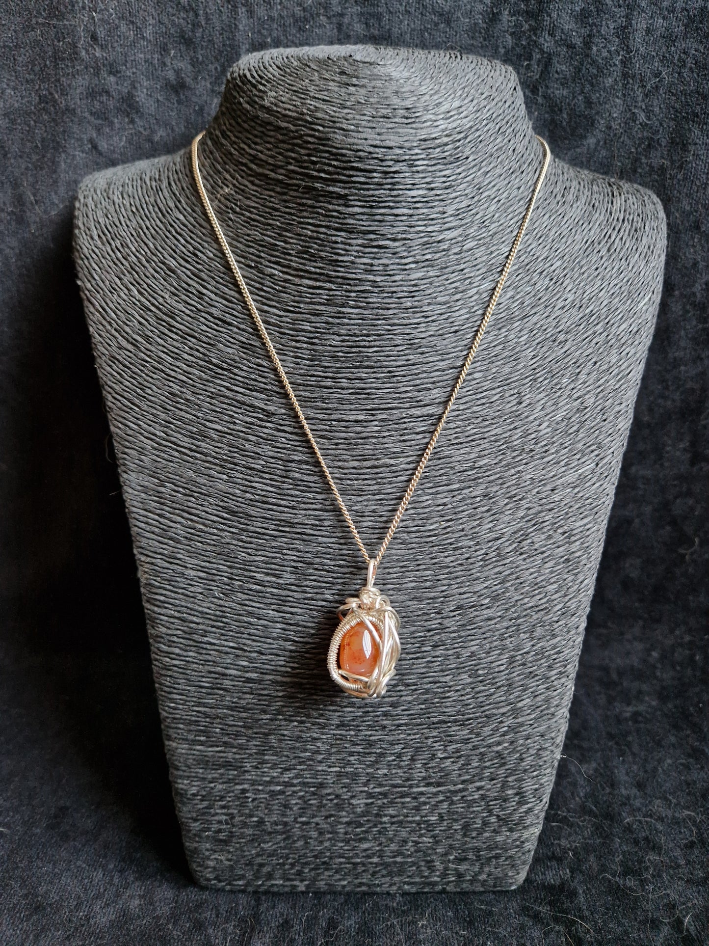 Wire Wrapped Carnelian Pendant