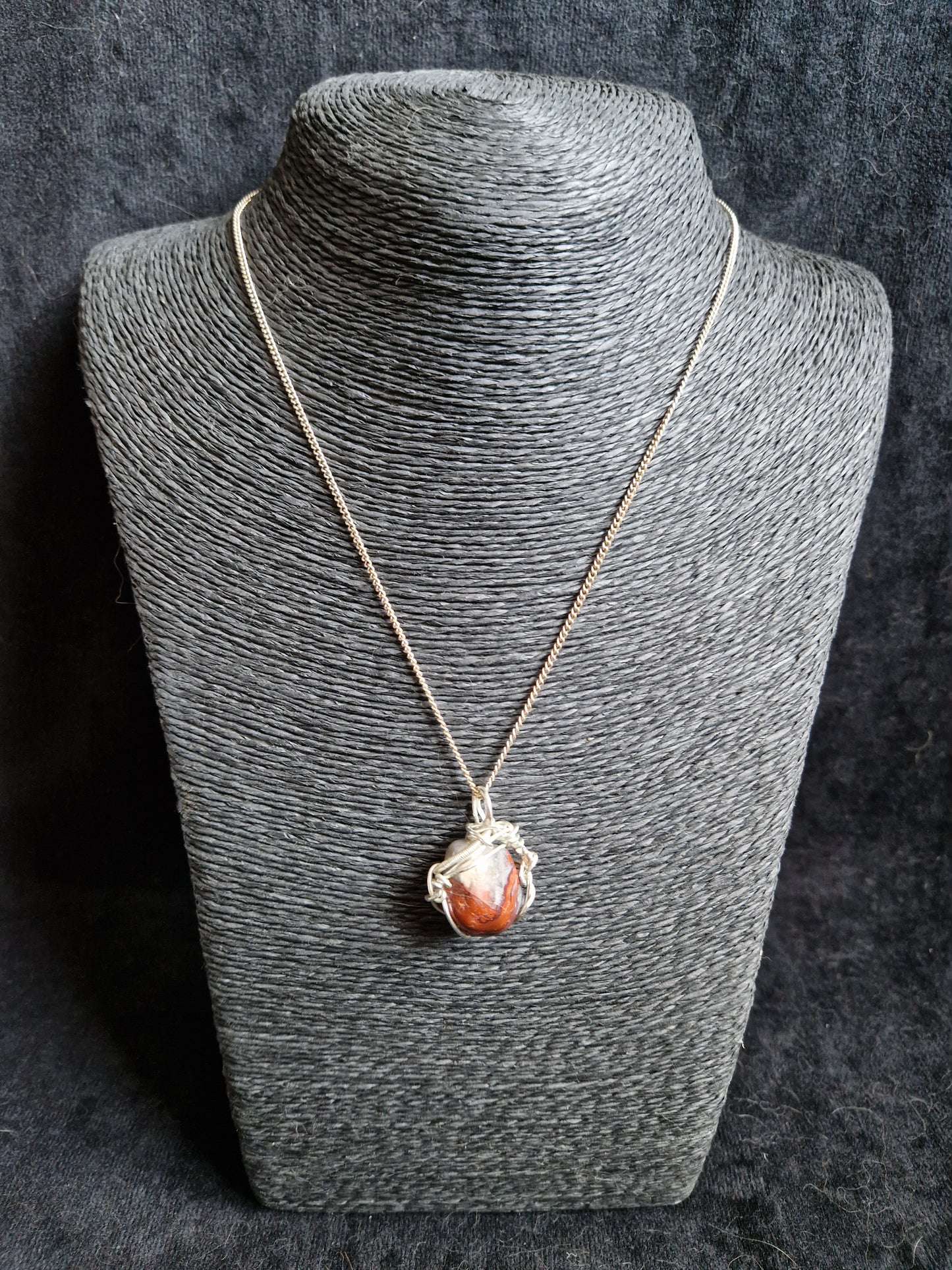 Wire Wrapped Crazy Lace Agate Pendant