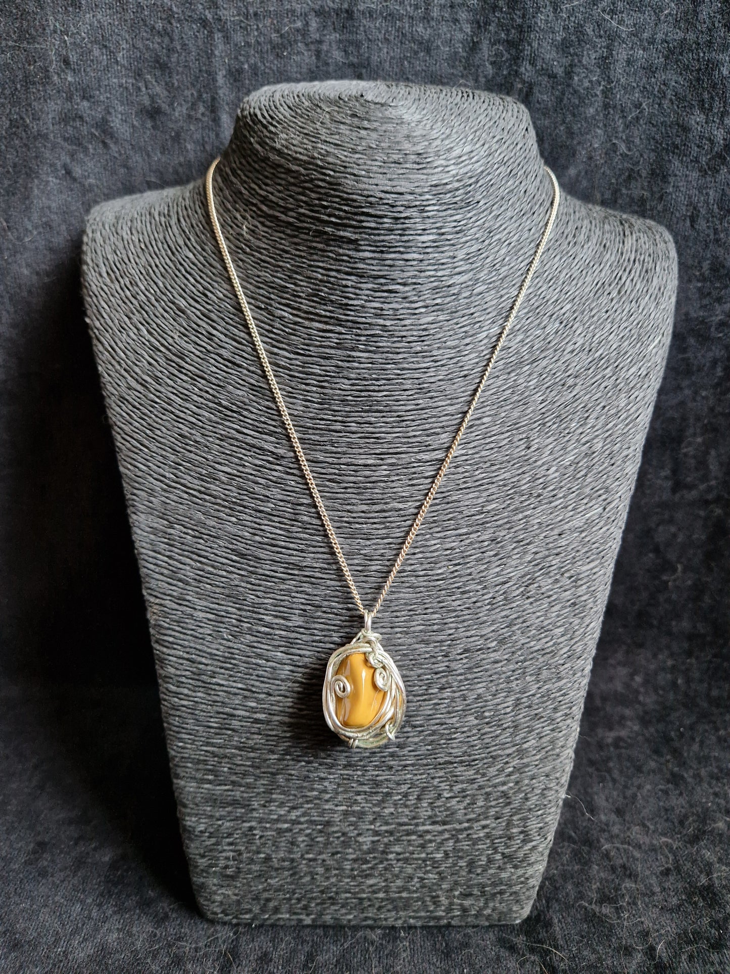 Wire Wrapped Yellow Jasper Pendant