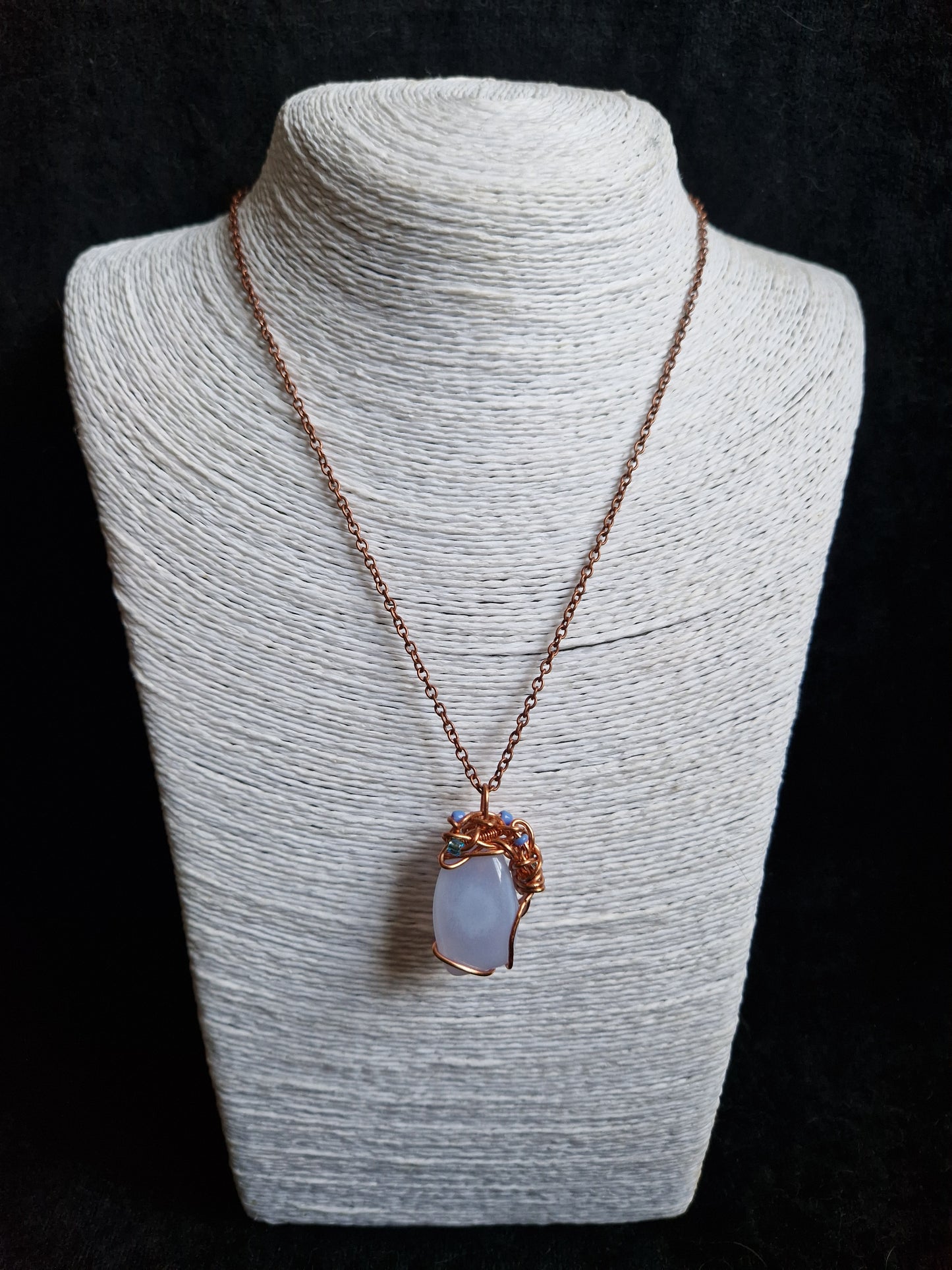 Wire Wrapped Blue Lace Agate Pendant
