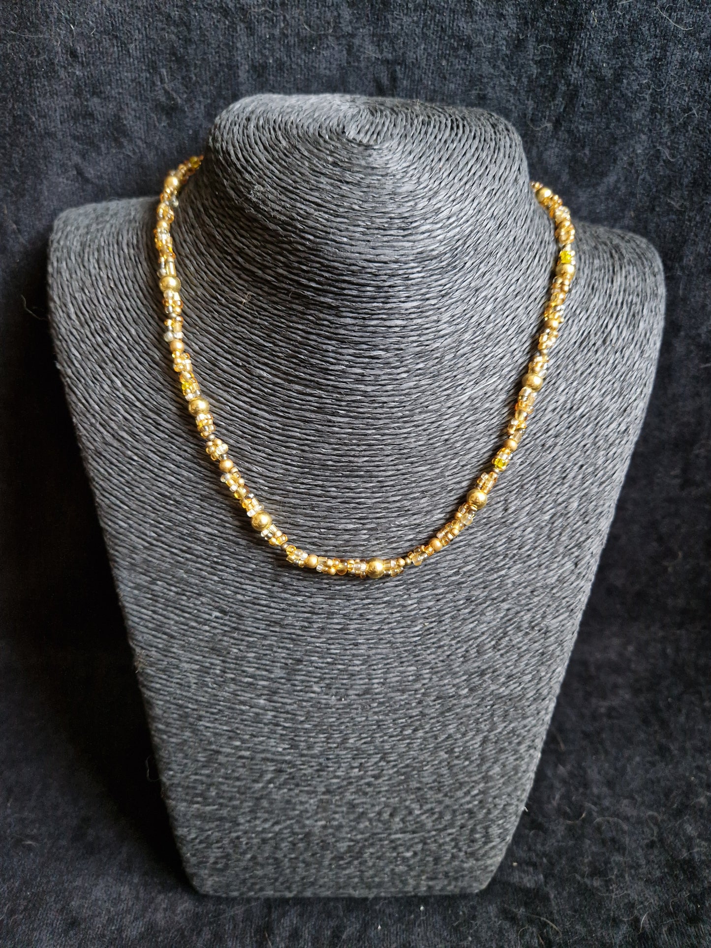 Gold and Yellow Triple Strand Necklace