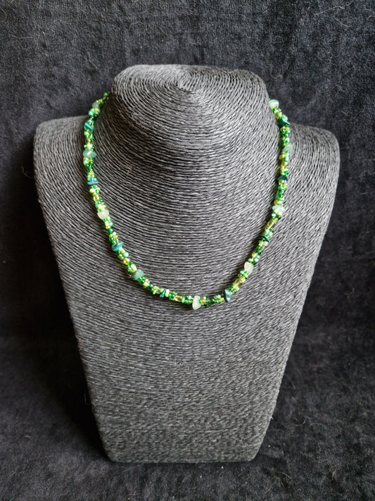 Malachite and Green Aventurine Triple Strand Necklace