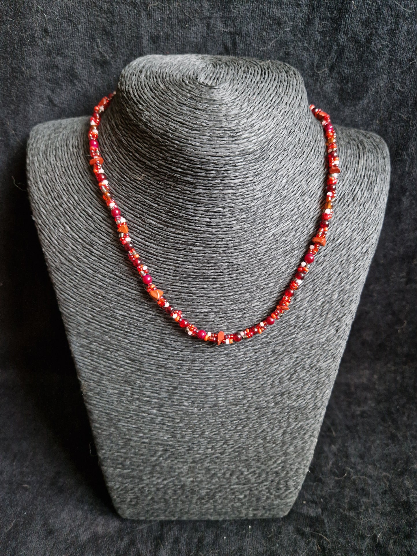 Red Jasper Triple Strand Necklace