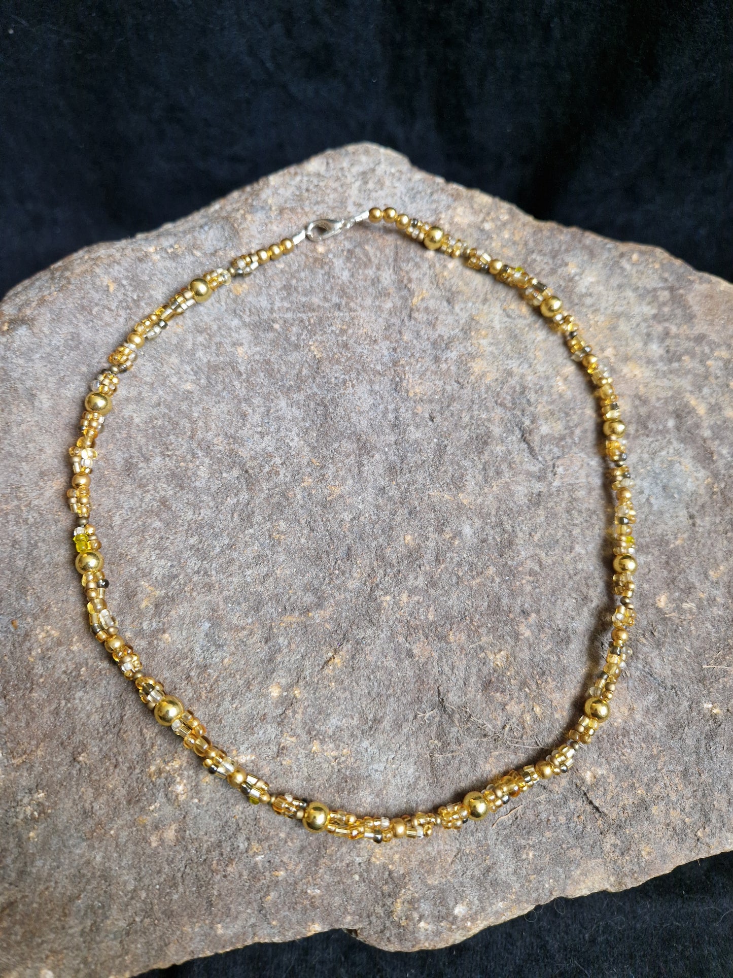 Gold and Yellow Triple Strand Necklace