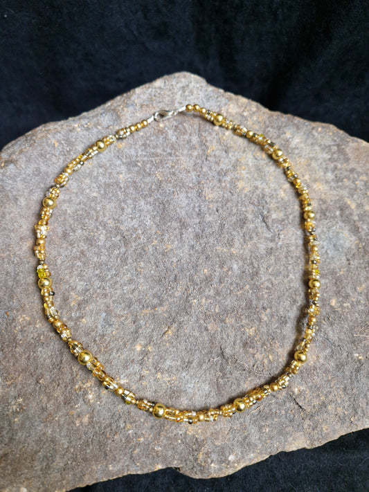 Gold and Yellow Triple Strand Necklace