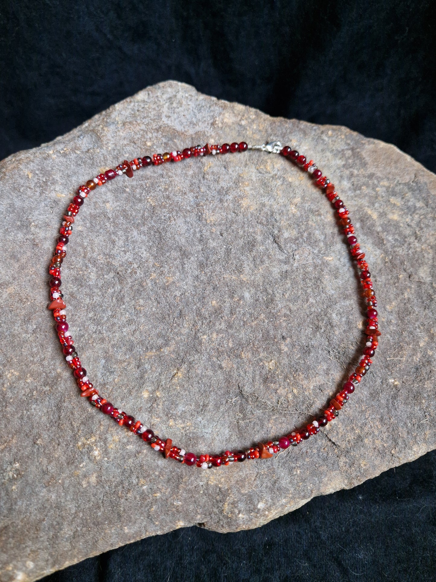Red Jasper Triple Strand Necklace