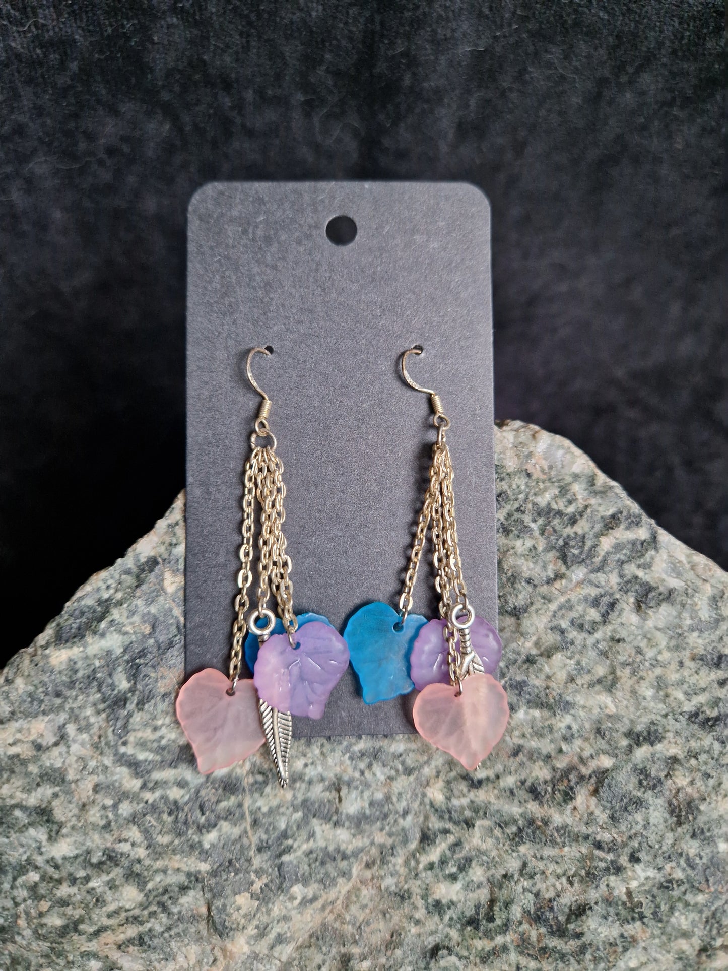 Pastel Leaf Chain Earrings