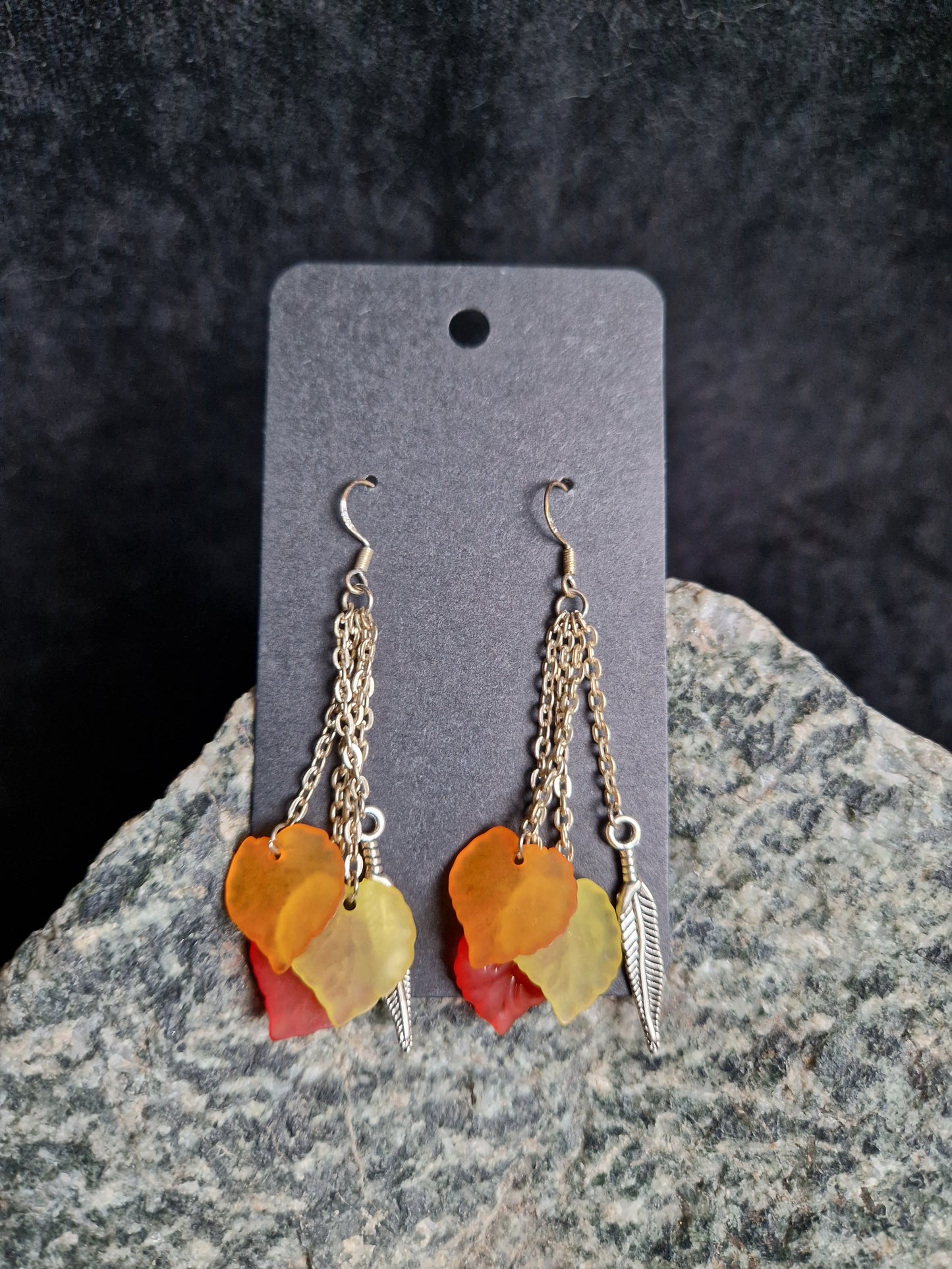 Flame Leaf Chain Earrings