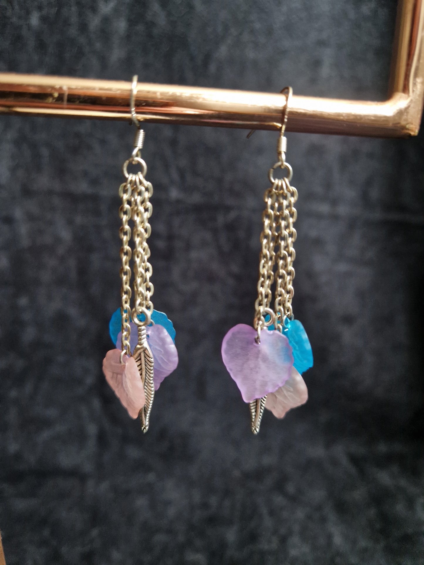 Pastel Leaf Chain Earrings