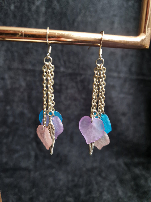 Pastel Leaf Chain Earrings