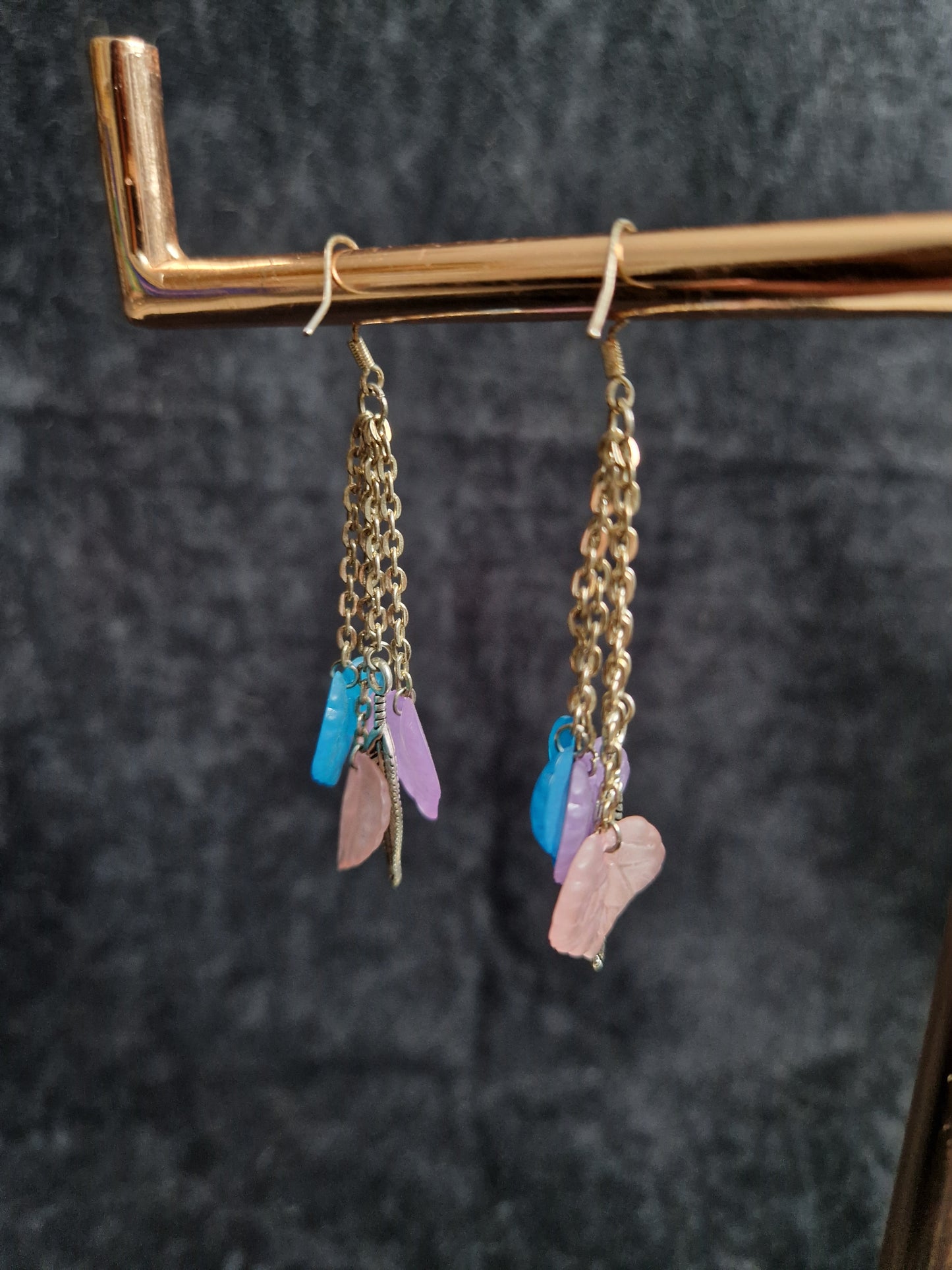Pastel Leaf Chain Earrings